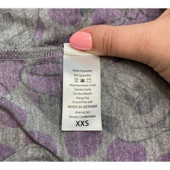 LuLaRoe Irma Purple Gray Dot Disney Minnie Mouse Tunic Top sz XXS NEW - Picture 5 of 7